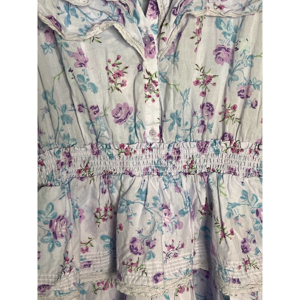 LoveShackFancy Floral Mini Dress in Lavender and White - Picture 8 of 11